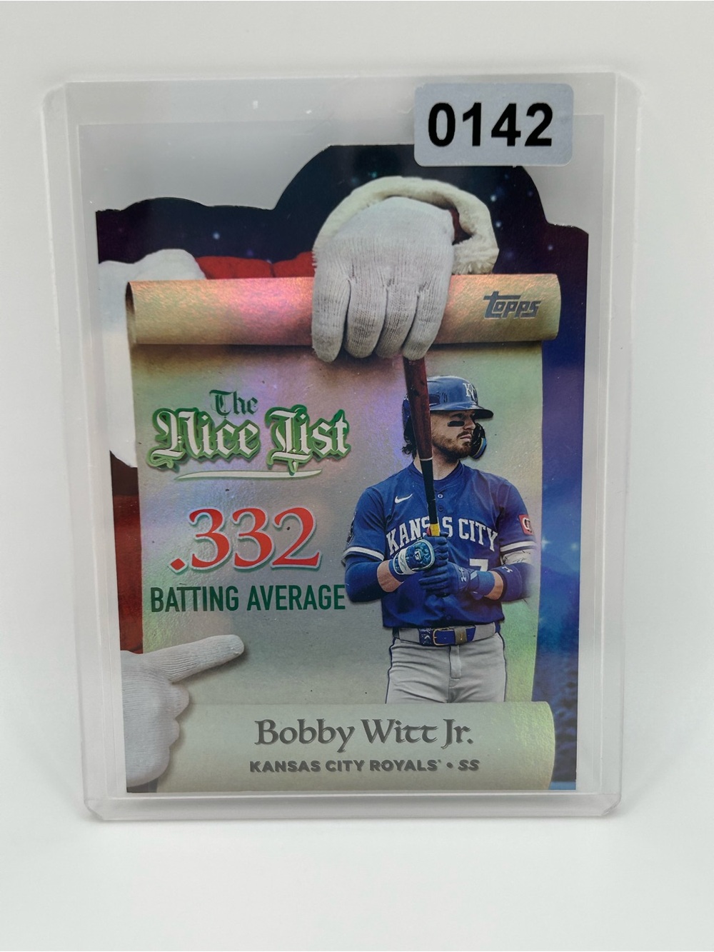 Bobby Witt Jr. "The Nice List" .332 Batting Avg Topps Holiday Baseball Card ⚾️